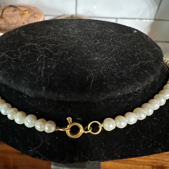 20 k gold turquoise pearl beaded pendant necklace - Picture 3 of 12